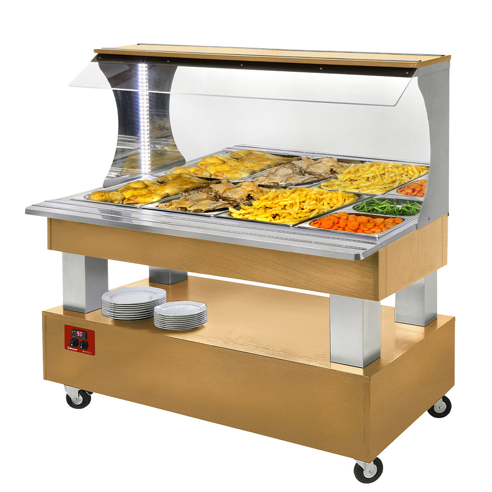 Image Warm wandbuffet, bain-marie, 4x GN 1/1-150 (Licht eiken hout) 0