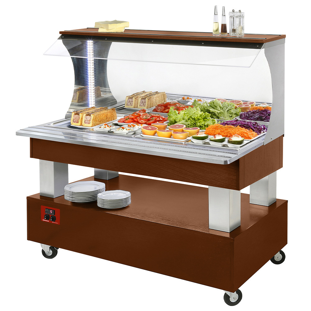 Image Buffet - Wandsalad bar, gekoeld, 4x GN 1/1-150 (Mahonie hout) 0