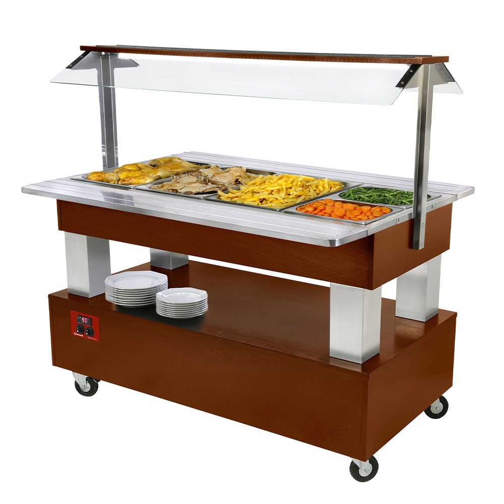 Image Warm buffet, bain-marie, 4x GN 1/1-150 (Mahonie hout) 0