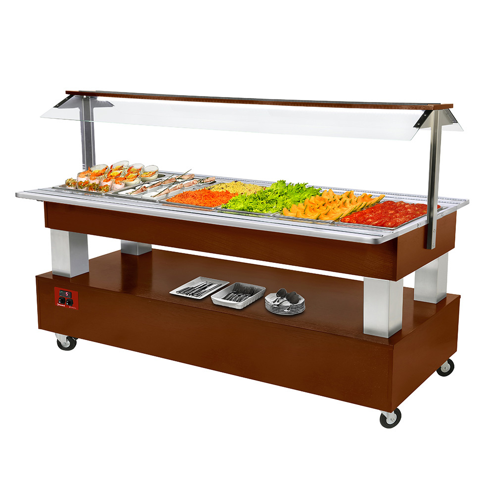 Image Buffet - Salad bar, gekoeld, 6x GN 1/1-150 (mahonie hout) 0