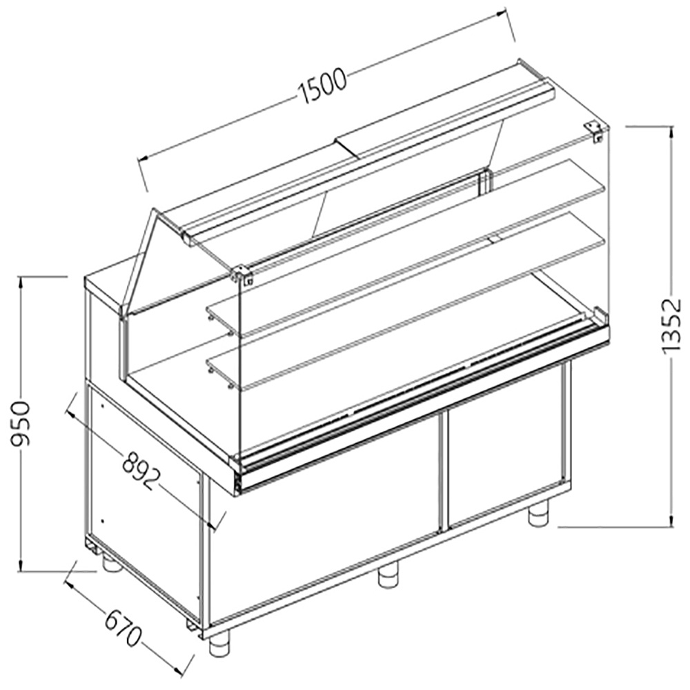 Image Vitrinetoonbank snack warm-droog _hoge ruiten, met groep, met reserve 0