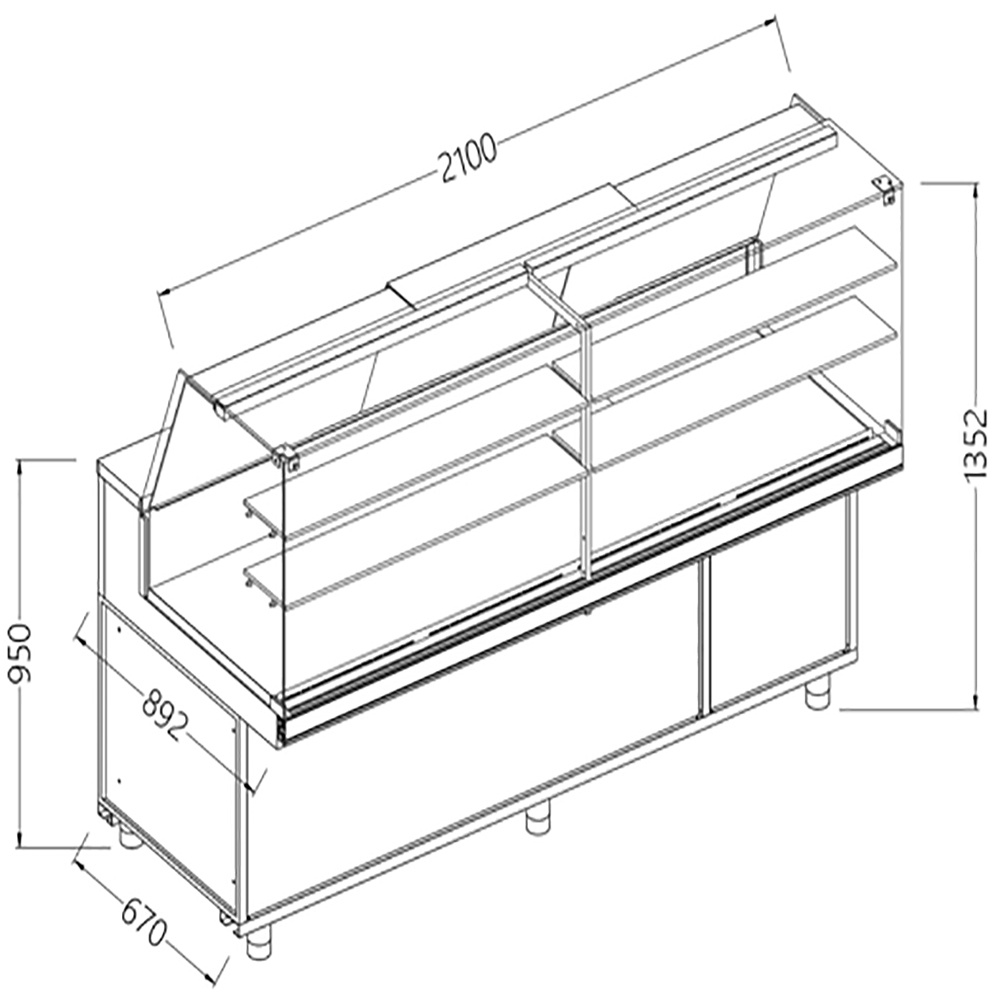 Image Vitrinetoonbank snack warm-droog _hoge ruiten, met groep, met reserve 0