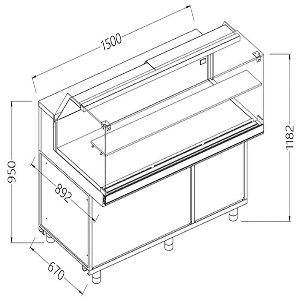 Image Vitrinetoonbank snack warm-droog _lage ruiten, groep op afstand, met reserve 0