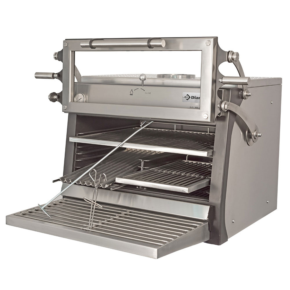 Image Houtskooloven-BBQ, GN 1/1 + GN2/4 (75 Kg/h)- Hefbare deur/Roestvrij staal 0