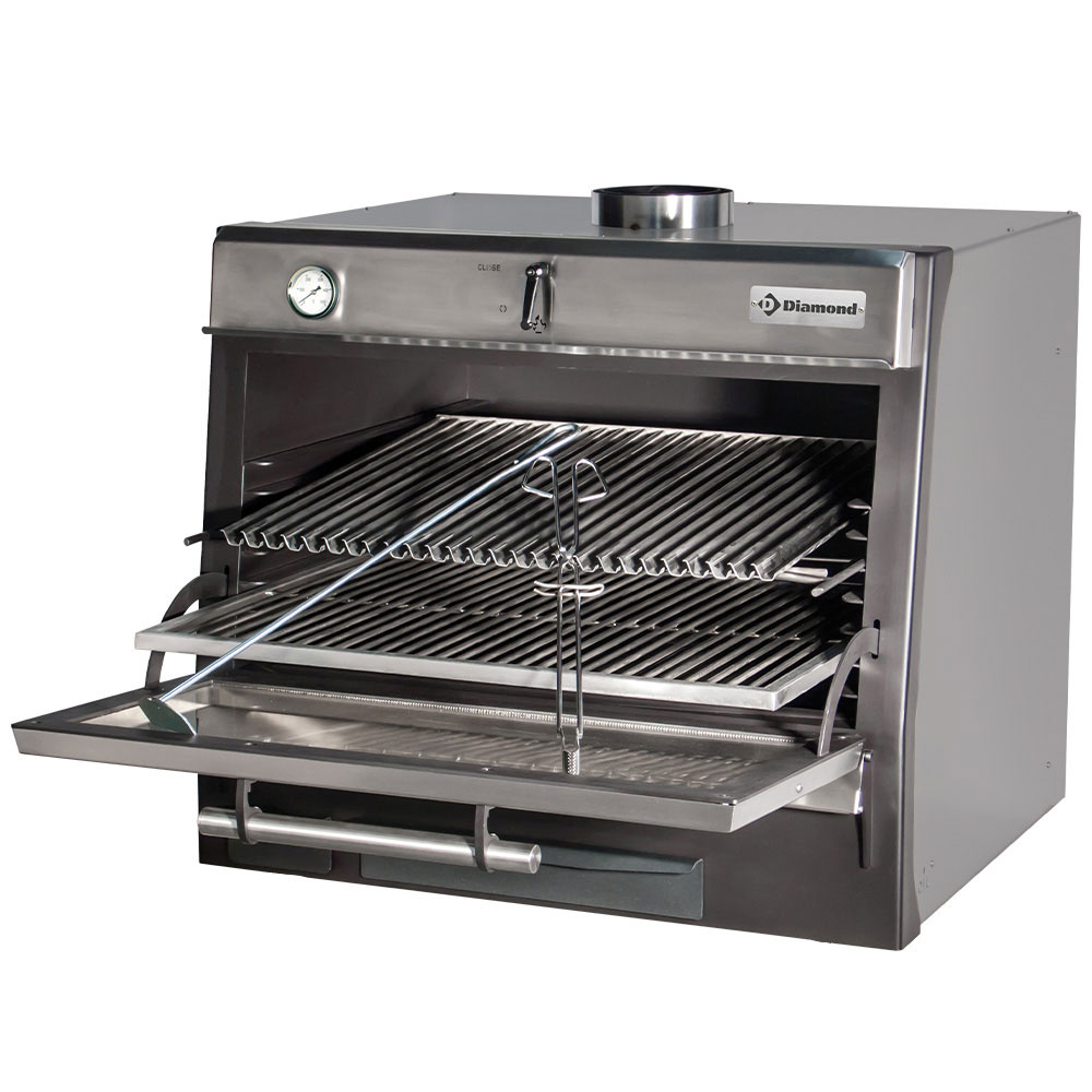 Image Houtskooloven-BBQ, GN 1/1 + GN2/4 (75 Kg/h)/Roestvrij staal 0