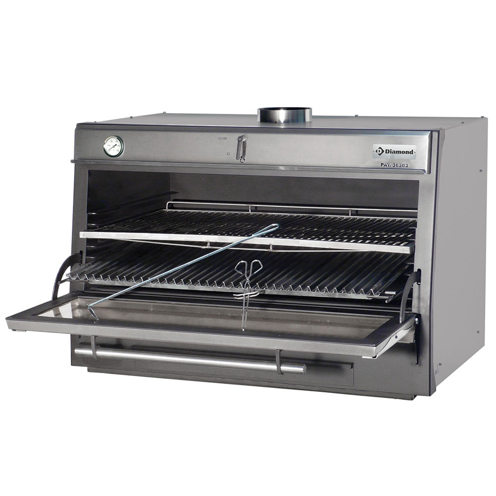 Image Houtskooloven-BBQ, GN 2/1 + GN1/1 (150 Kg/h)/Roestvrij staal 0