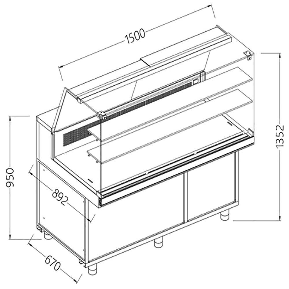 Image Statitsche vitrinetoonbank snack _hoge ruiten, met groep, met reserve 0