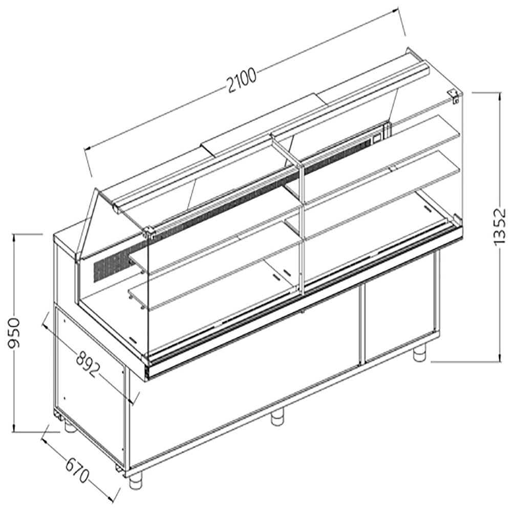 Image Statitsche vitrinetoonbank snack _hoge ruiten, groep op afstand 0