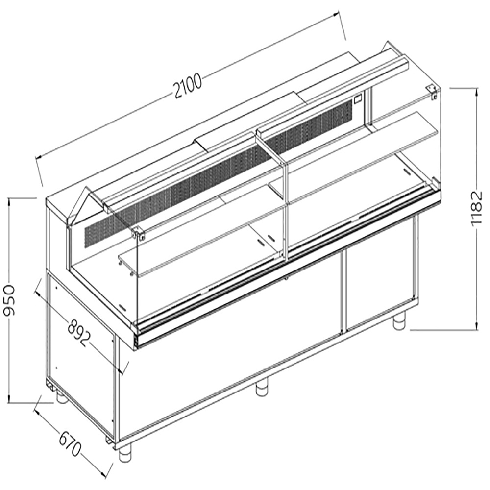 Image Statitsche vitrinetoonbank snack _lage ruiten, groep op afstand 0