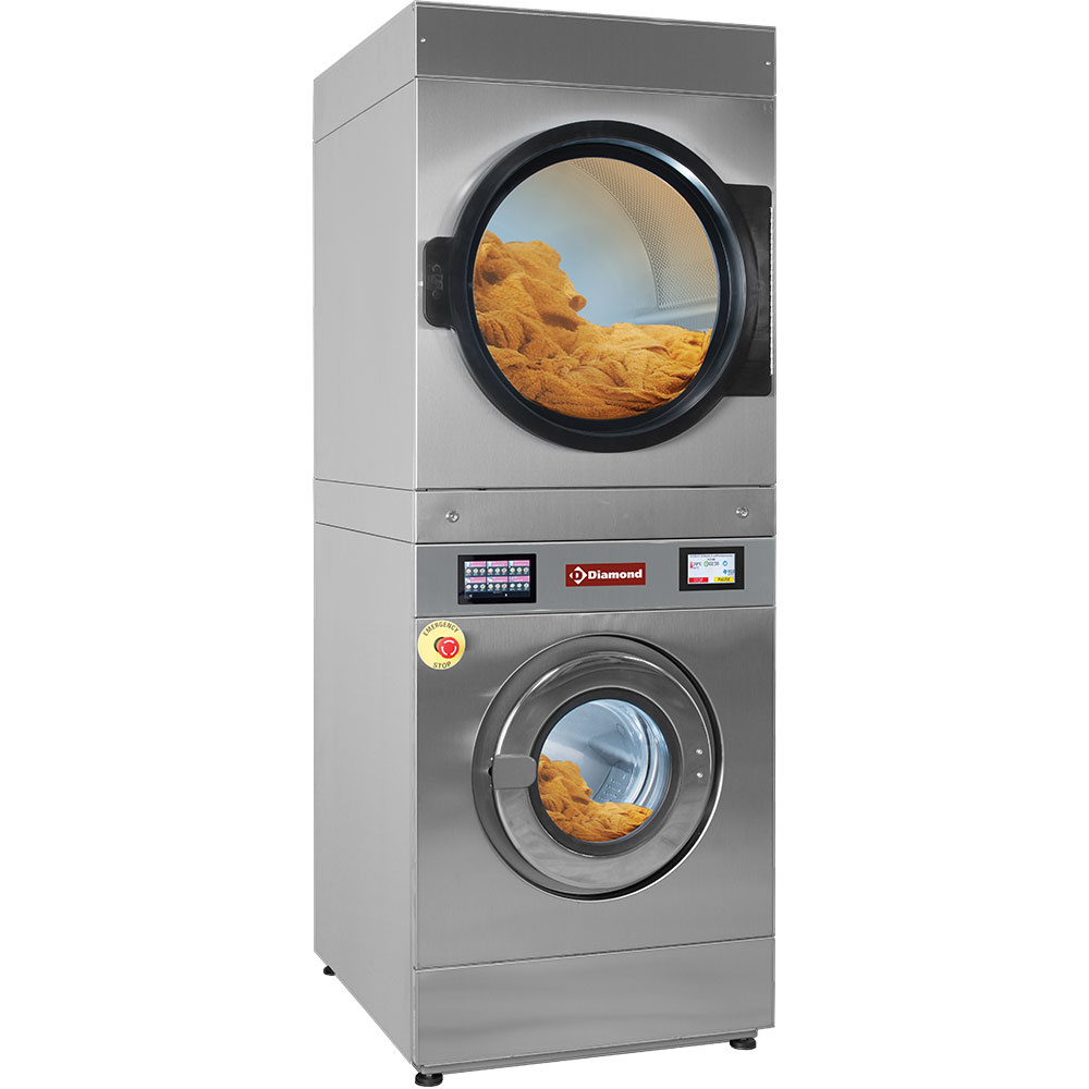 Image Wasmachine met super centrifugering 14 kg (elektrisch) + roterende droogmachine 14 kg (gas) TOUCH SCREEN 0