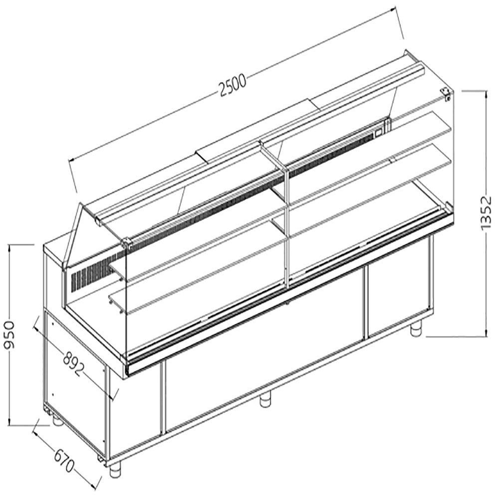 Image Statische gekoelde toonbankvitrine voor snacks_hoge ruiten, groep op afstand, met reserve 0