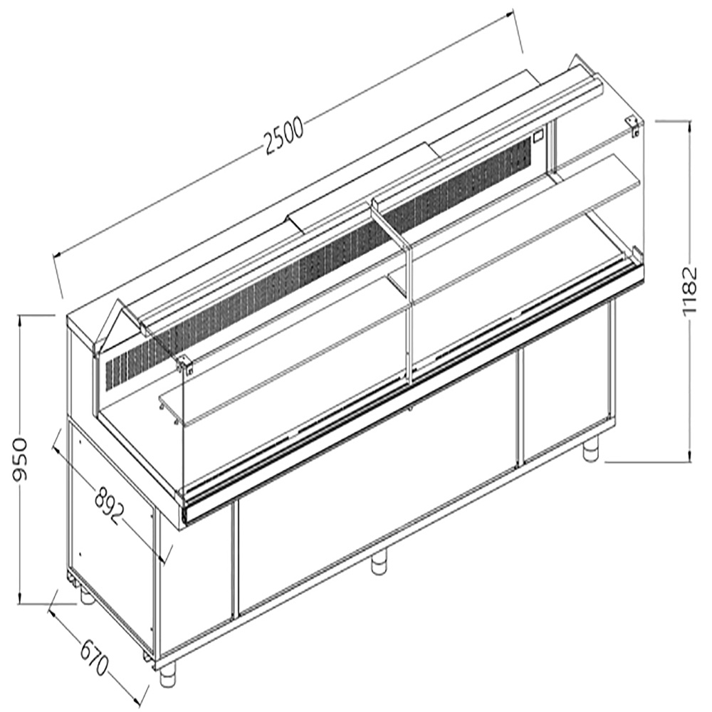 Image Statische gekoelde toonbankvitrine voor snacks_lage ruiten, groep op afstand, met reserve 0