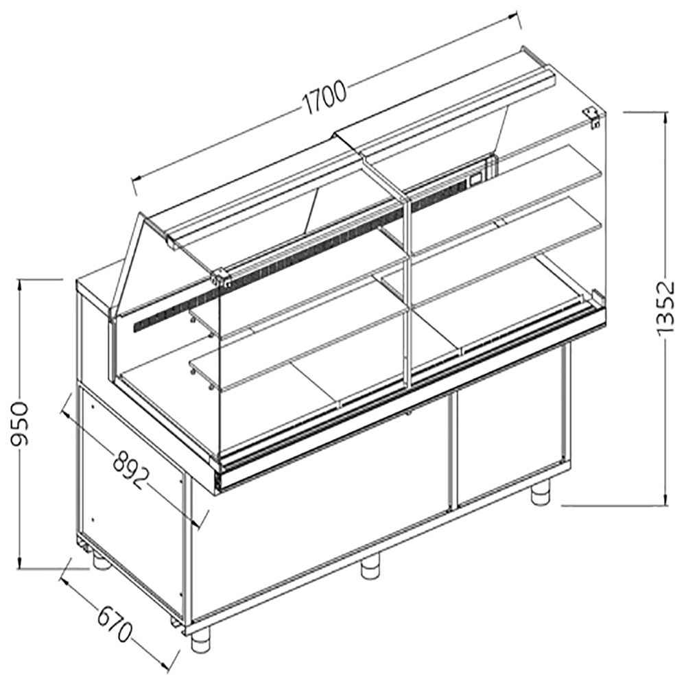 Image Geventileerde gekoelde vitrines voor snacks_hoge ruiten, groep op afstand, zonder reserve 0