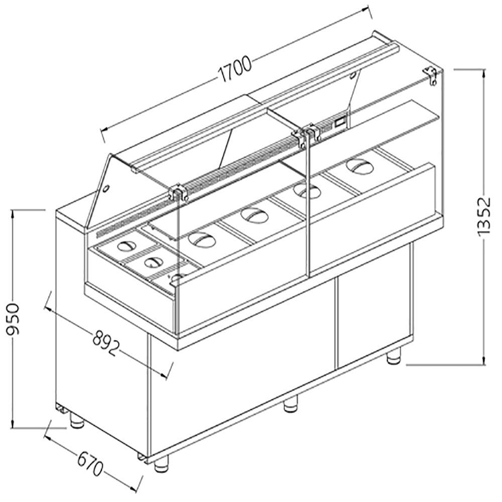 Image Toonbank vitrine snack saladette met reserve _hoge ruiten, met groep 0