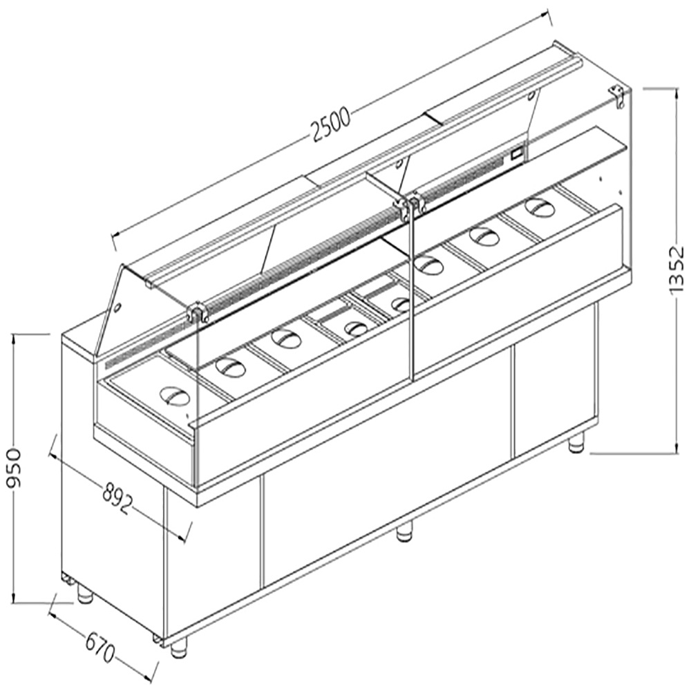 Image Toonbank vitrine snack saladette met reserve _hoge ruiten, met groep 0