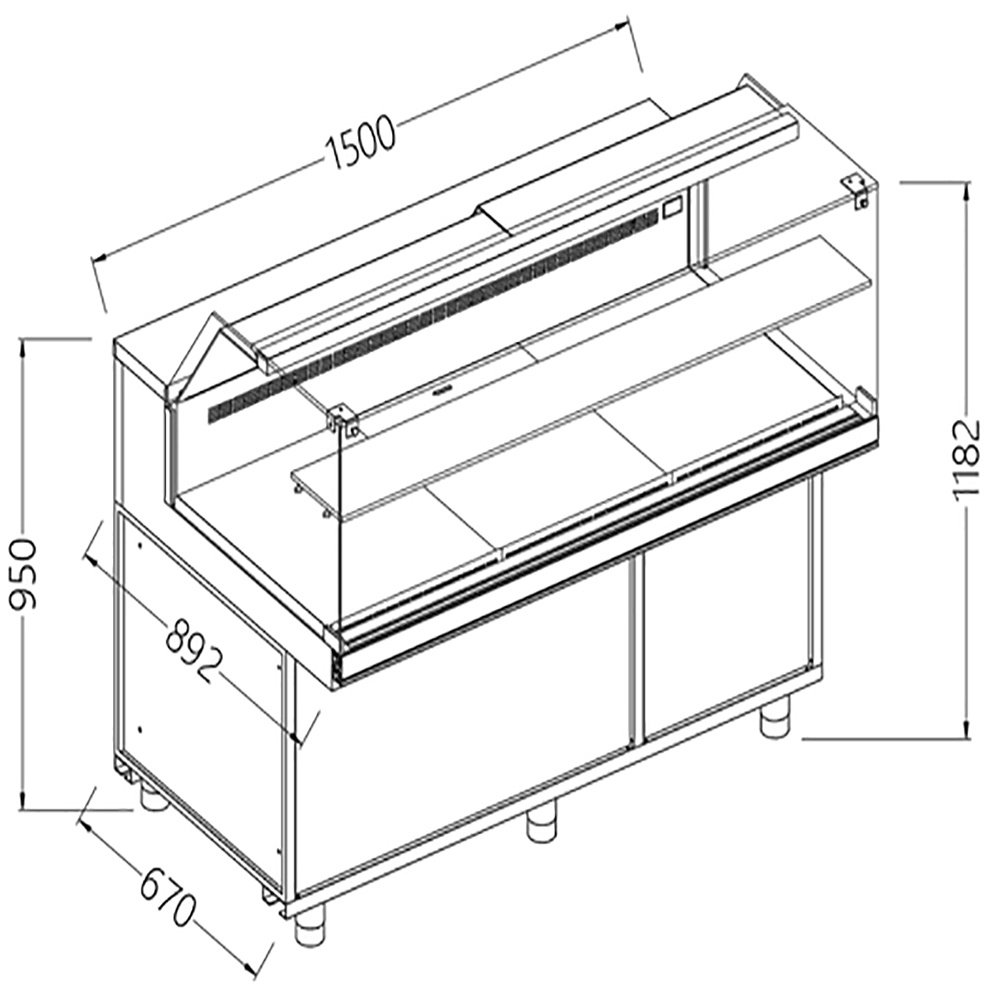 Image Geventileerde gekoelde vitrines voor snacks_lage ruiten, groep op afstand, zonder reserve 0