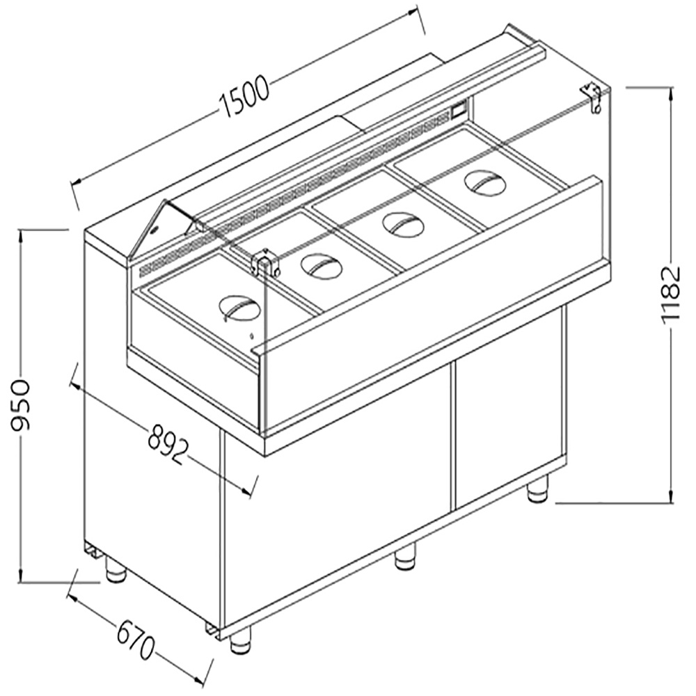 Image Toonbank vitrine snack saladette_lage ruiten, groep op afstand 0