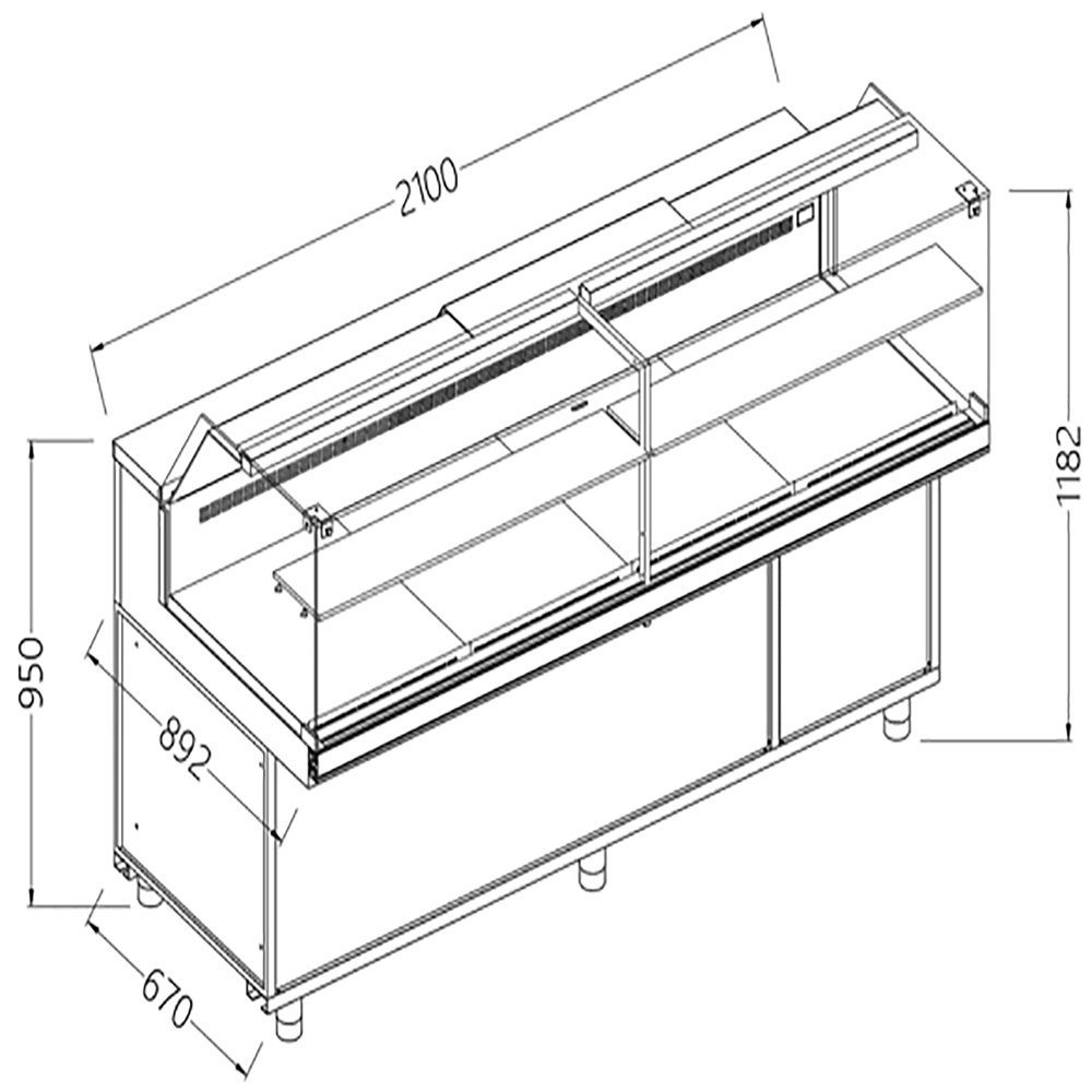 Image Geventileerde gekoelde vitrines voor snacks_lage ruiten, groep op afstand, zonder reserve 0