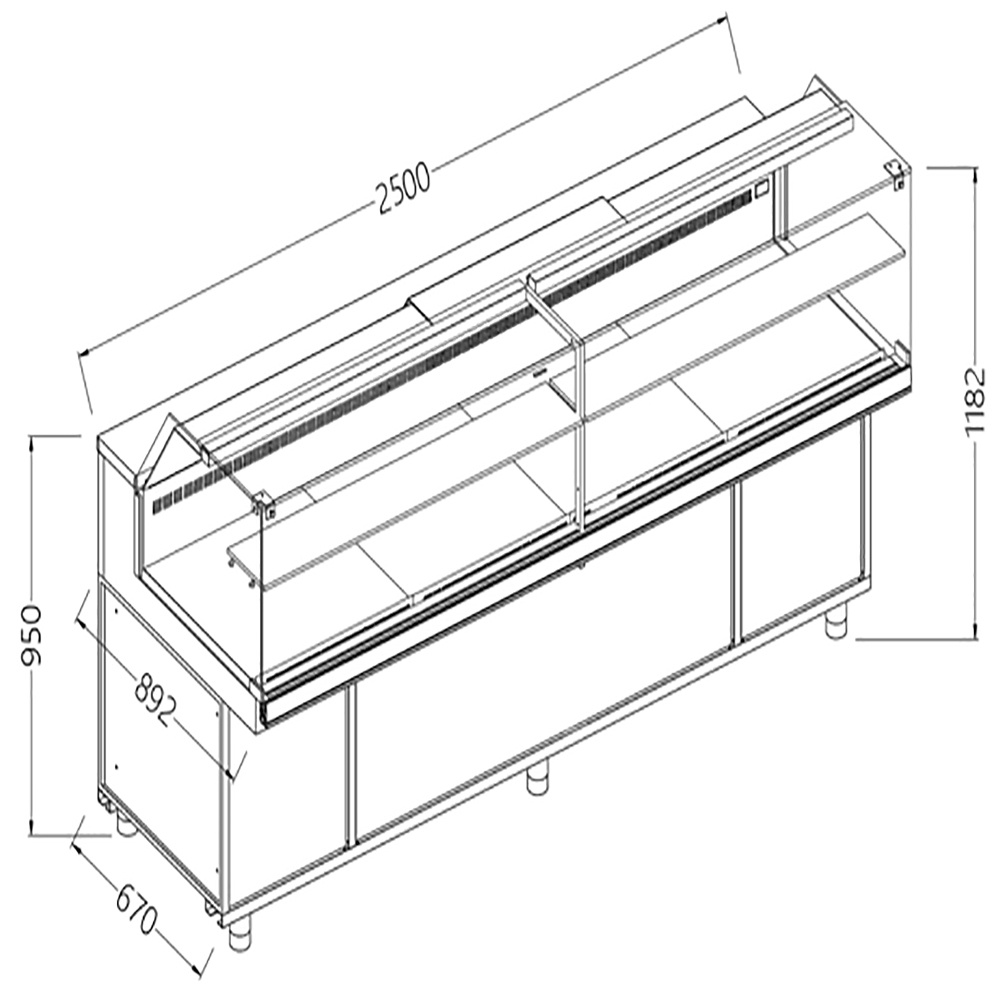 Image Geventileerde gekoelde vitrines voor snacks_lage ruiten, met groep, met reserve 0