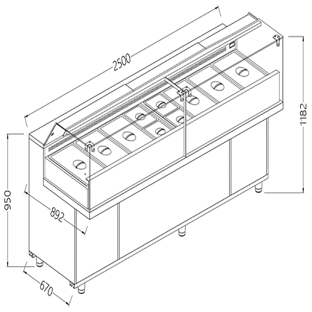 Image Toonbank vitrine snack saladette_lage ruiten, groep op afstand 0