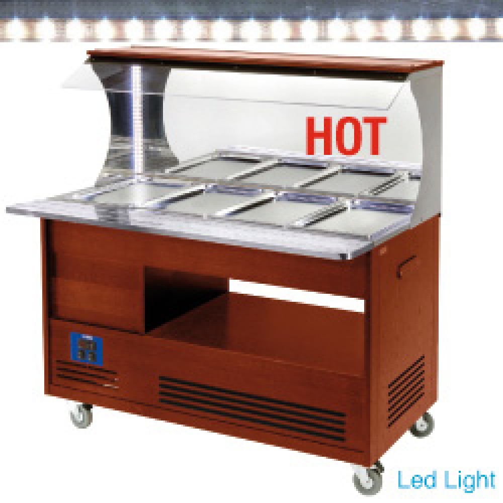 Image Warm wandbuffet, bain-marie, 4x GN 1/1-150 (Mahonie hout) 0