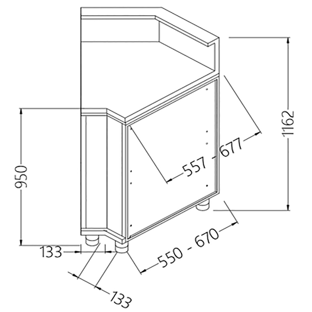 Image Neutrale bar-toonbanken met voorziening voor een dienst tablet 45° (gesloten) 0