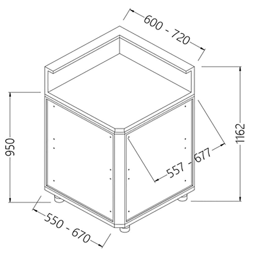 Image Neutrale bar-toonbanken met voorziening voor een dienst tablet 90° (gesloten) 0