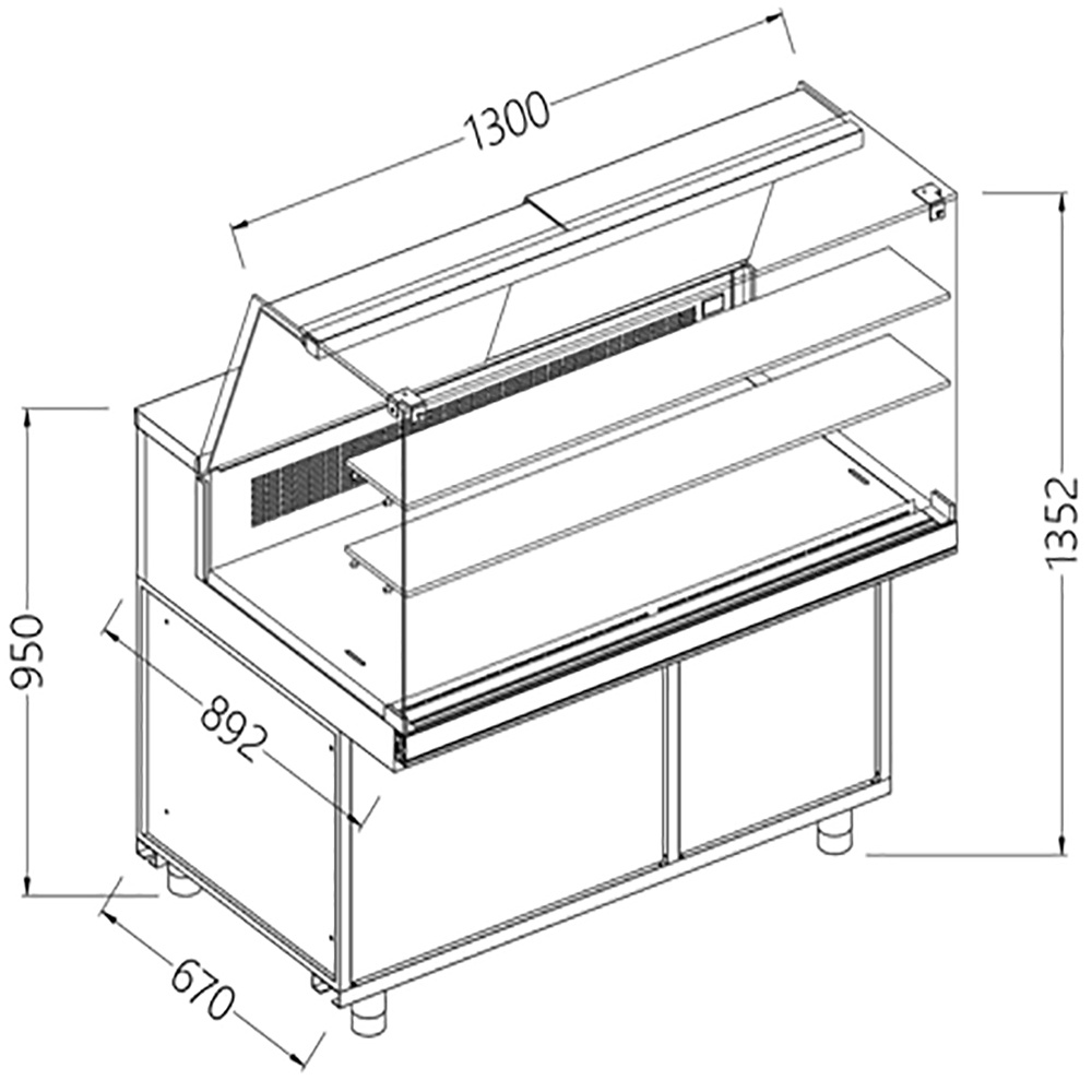 Image Statitsche vitrinetoonbank snack _hoge ruiten, groep op afstand 0