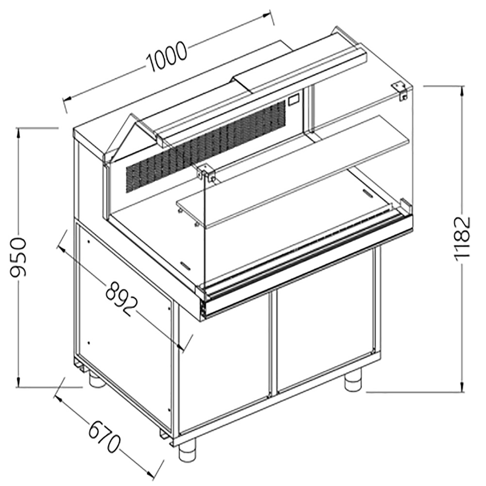 Image Statitsche vitrinetoonbank snack _lage ruiten, groep op afstand 0