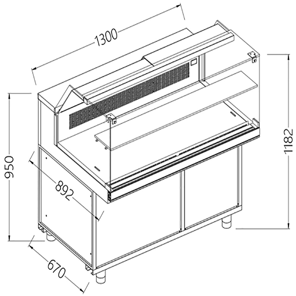 Image Statitsche vitrinetoonbank snack _lage ruiten, groep op afstand 0