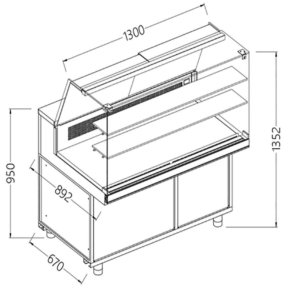 Image Statische gekoelde toonbankvitrine voor snacks_hoge ruiten, groep op afstand 0