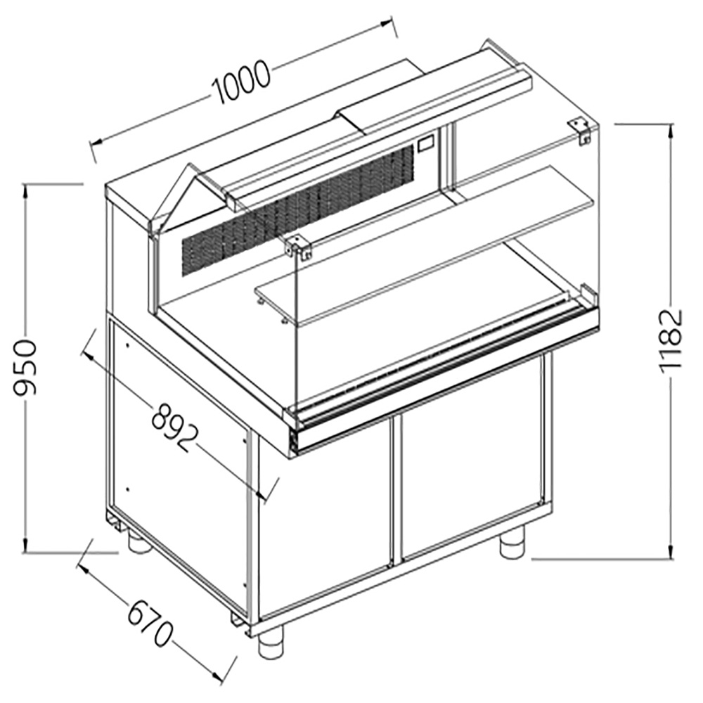 Image Statische gekoelde toonbankvitrine voor snacks_lage ruiten, groep op afstand 0