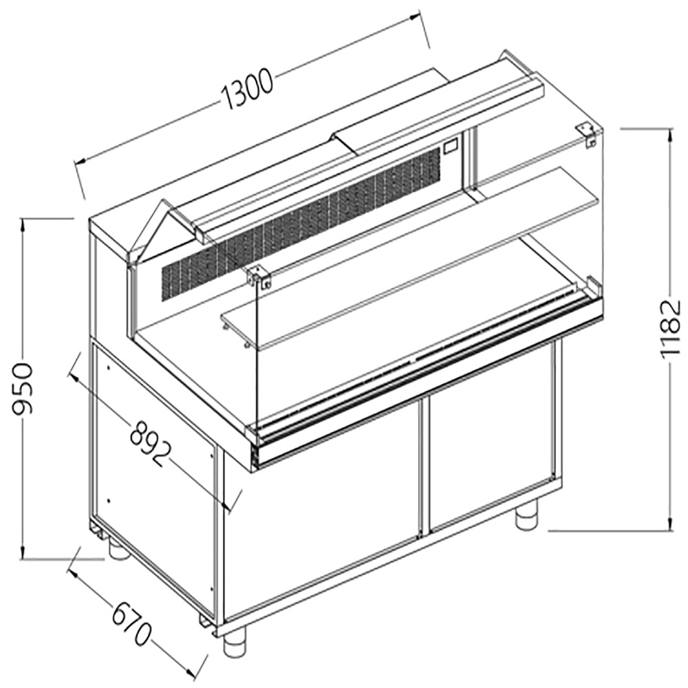 Image Statische gekoelde toonbankvitrine voor snacks_lage ruiten, groep op afstand 0