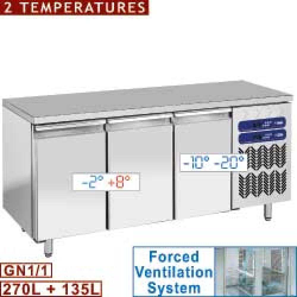 Image Geventileerde koel & vriestafel, 2 temperaturen, 3 deuren GN 1/1 0