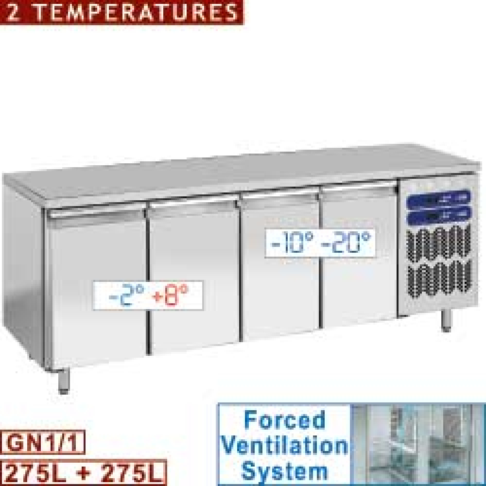 Image Geventileerde koel & vriestafel, 2 temperaturen, 4 deuren GN 1/1, 550 liter 0