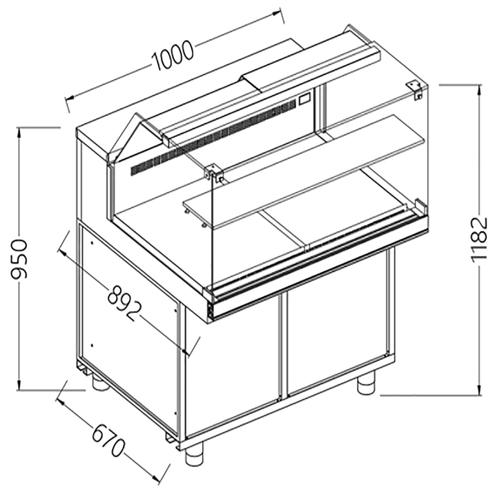 Image Geventileerde gekoelde vitrines voor snacks_lage ruiten, groep op afstand, zonder reserve 0