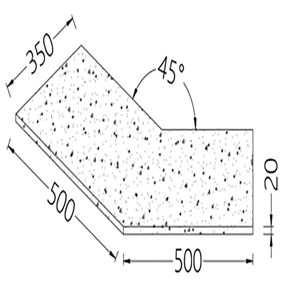 Image Optie: Werktablet hoek 45° (20 mm), laminaat met STEEN afwerking - (PC) 0