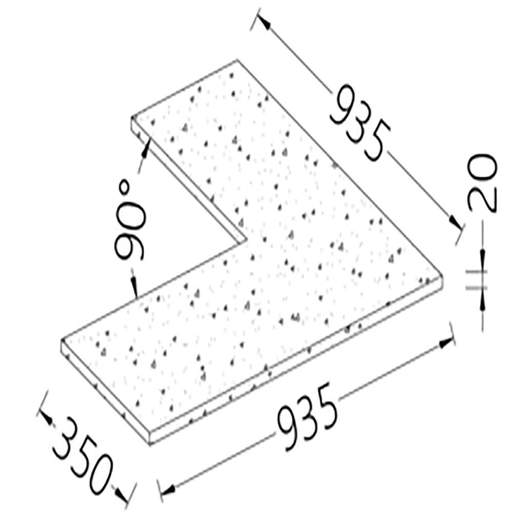 Image Optie: Werktablet hoek 90° (20 mm), laminaat met STEEN afwerking - (PC) 0