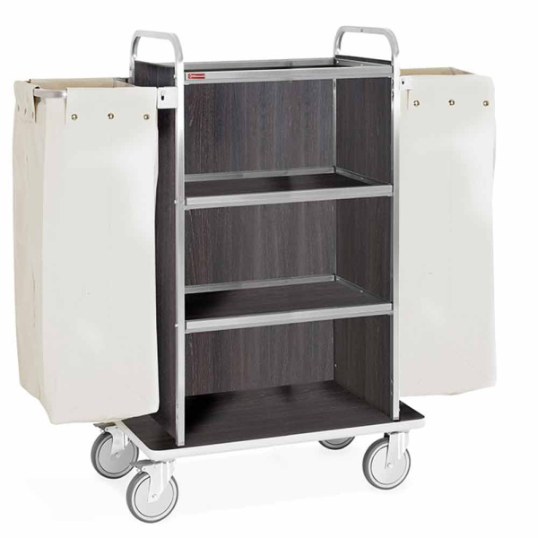 Image Inox wagen voor wasgoed, 4 niveau's, 2 zakken - donkere eik 0