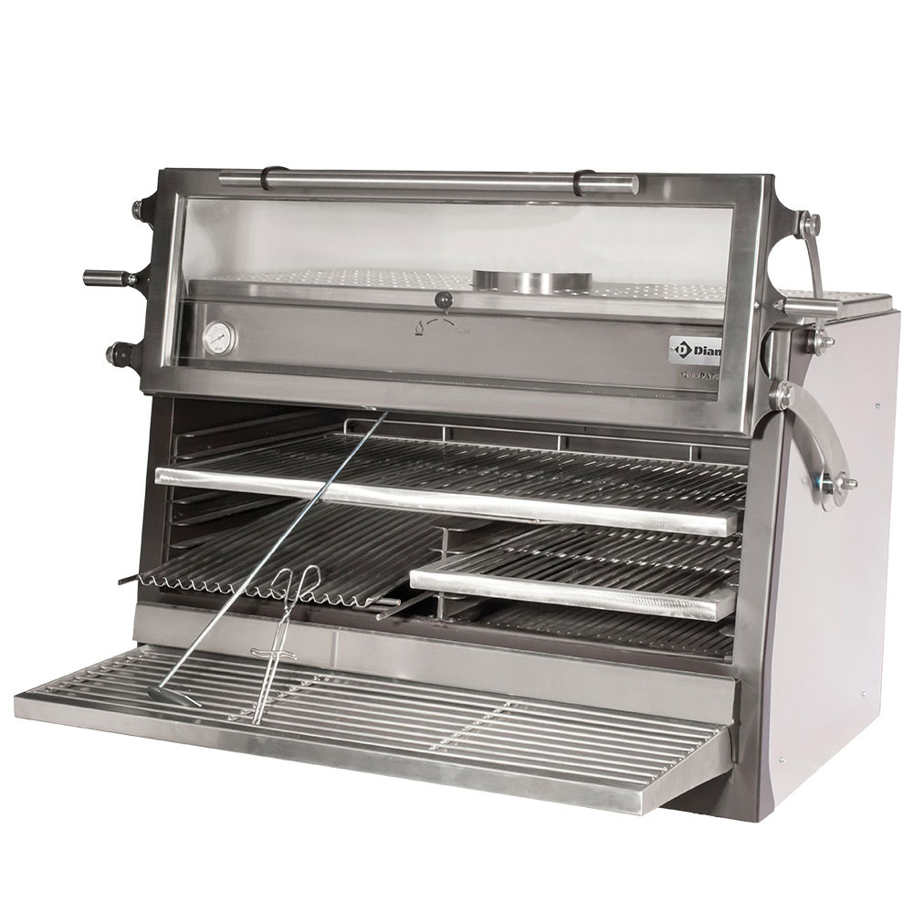 Image Houtskooloven-BBQ, GN 2/1 + GN1/1 (120 Kg/h)- Hefbare deur/Roestvrij staal 0