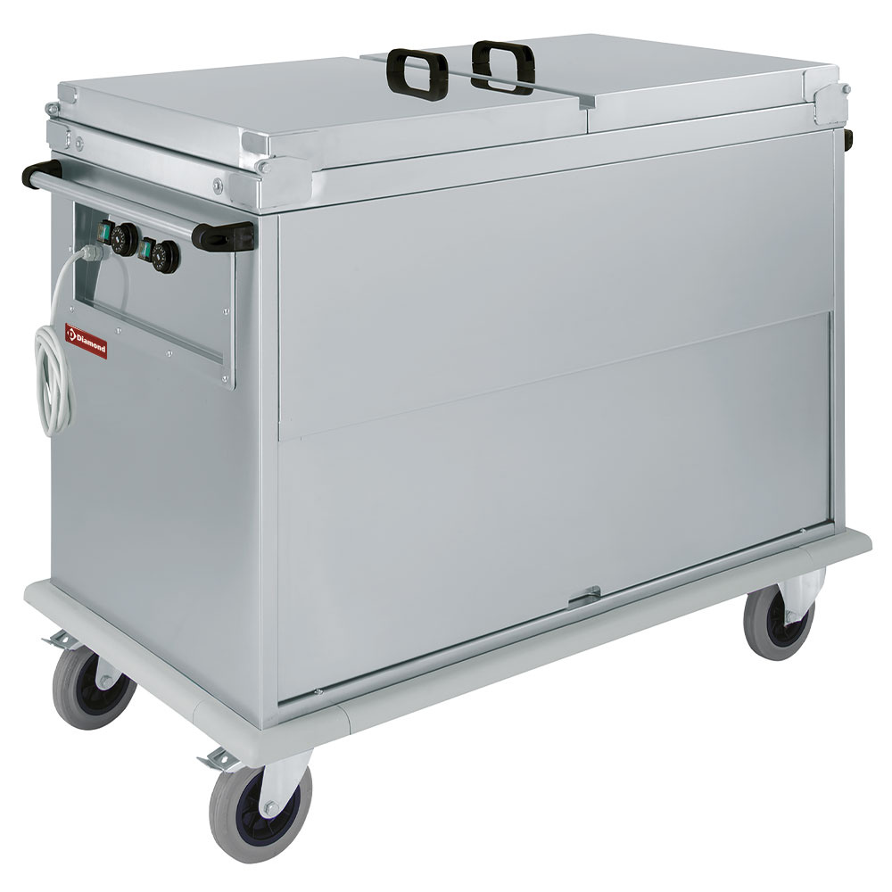 Image Bain-marie-wagen 2x GN 1/1, 2 T°, deksels, kast met draaideur 0