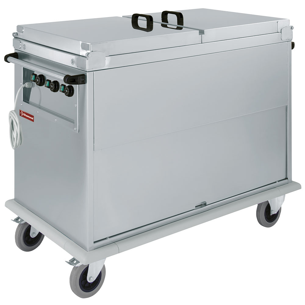 Image Bain-marie-wagen 3x GN 1/1, 3 T°, deksels, kast met draaideur 0