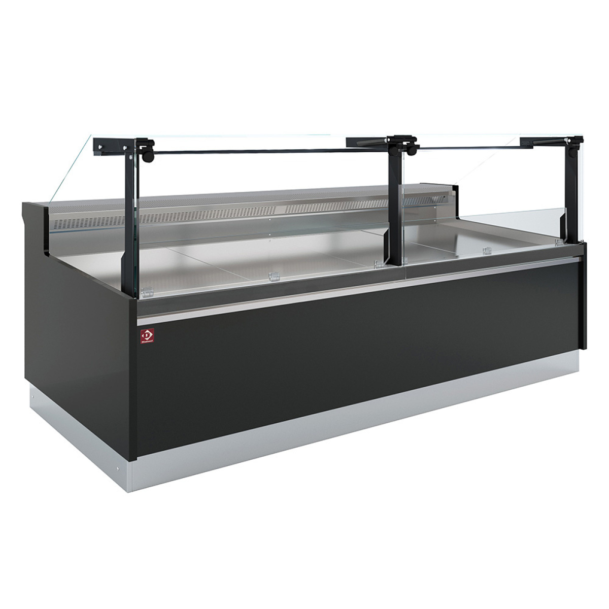 Image Geventileerde vitrinetoonbank, met reserve, verticale ruit 90° met zuigerlift - FULL BLACK 0
