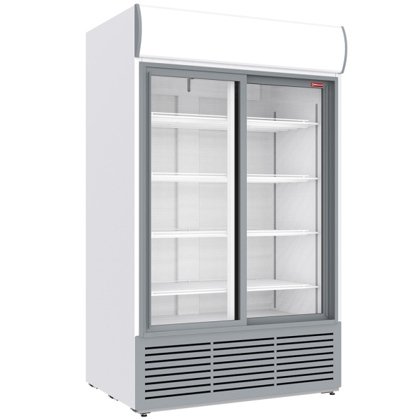 Image Positieve gekoelde vitrine 1230 liter, lichtbak, 2 schuifdeuren - WIT 0