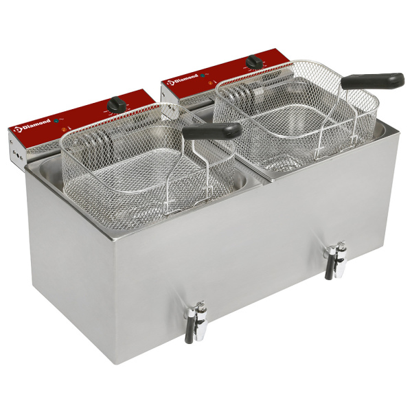 Image Elektrische friteuse tafelmodel 2x 12 liter + aftapkraan 0