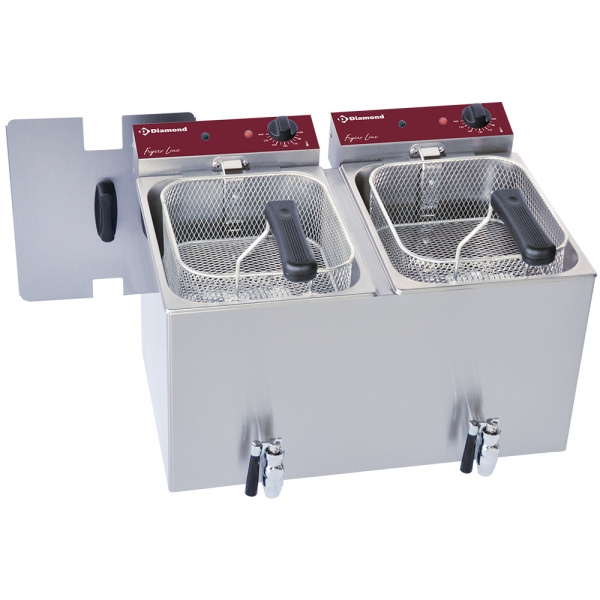 Image Elektrische friteuse tafelmodel 2x 8 liter + aftapkraan 0