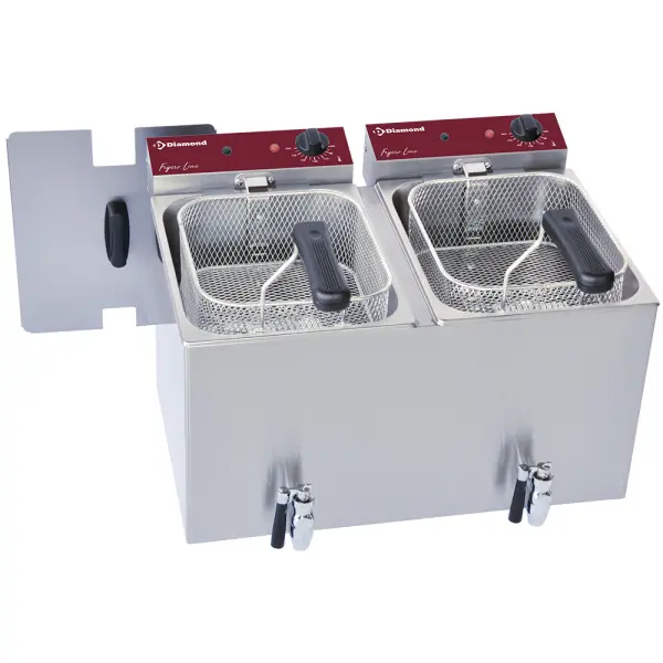 Image Elektrische friteuse tafelmodel 2x 8 liter + aftapkraan 0