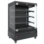 Image Warmte vitrine, zelfbediening, met glazen deur, op wielen - FULL BLACK 0