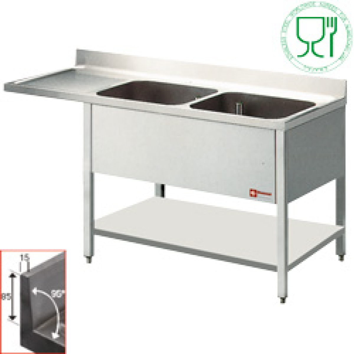 Image Spoeltafel met 2 kuipen en 1 druipvlak 0