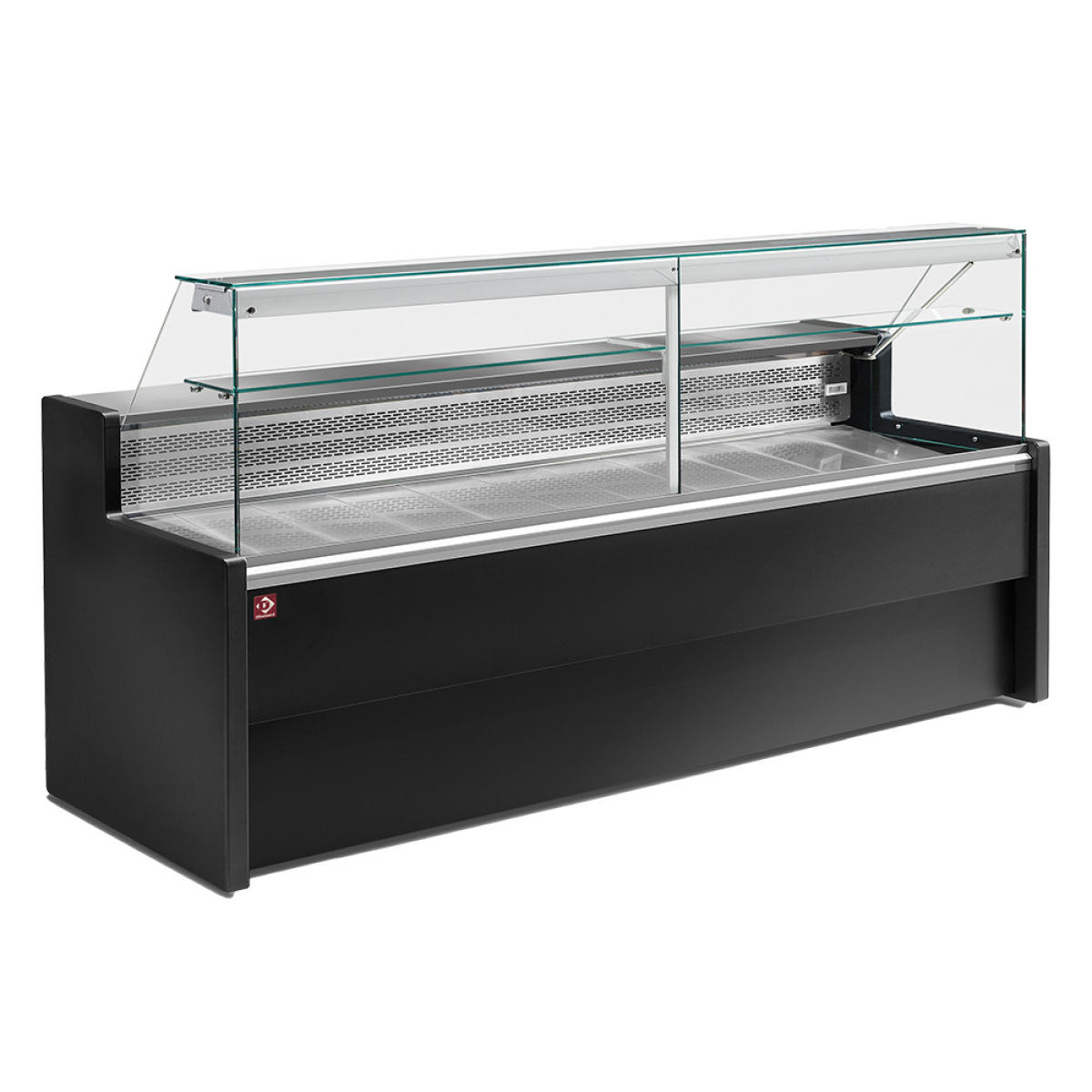 Image Gekoelde vitrinetoonbank met rechte ruit 90°, met reserve - ZWART 0